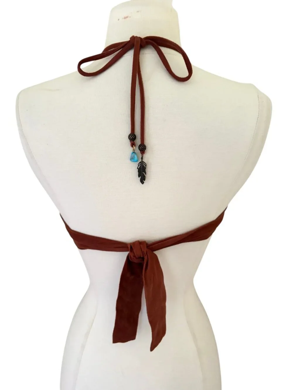 ALE ALESSANDRA tassel fringe faux suede bikini sz M